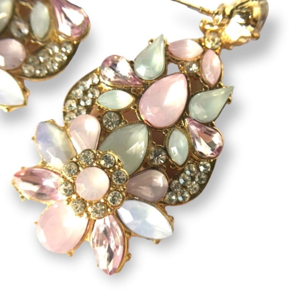 Elegant Gold and Pink Crystal Earrings